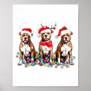Tbull Dog Christmas Lights Cute Pet Matching Famil Poster
