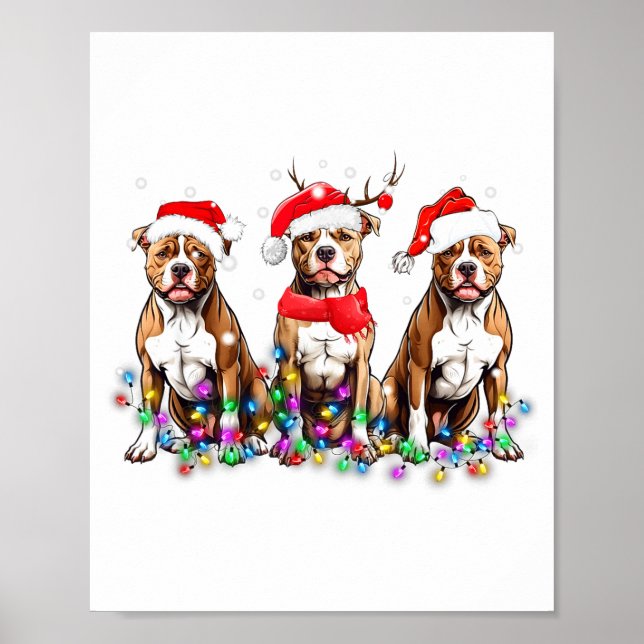 Tbull Dog Christmas Lights Cute Pet Matching Famil Poster (Front)