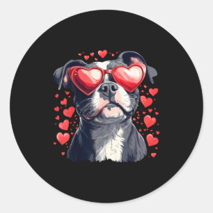 Tbull Heart Gles Cute Ttie Dog Lover Mom Dad Kids Classic Round Sticker