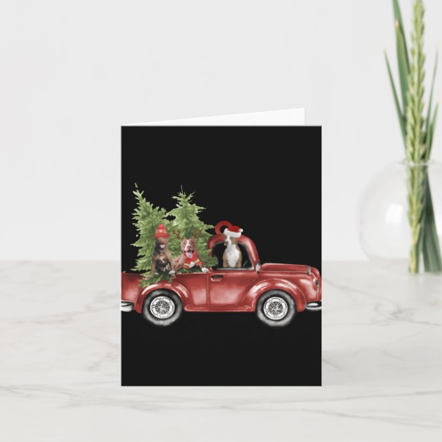 Tbull On Car Christmas Ornament Funny Xmas T Shirt Card (Front)