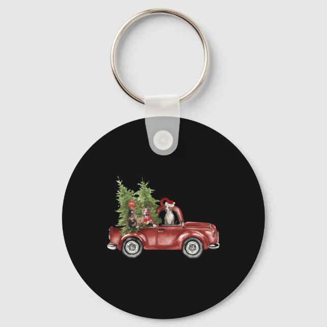 Tbull On Car Christmas Ornament Funny Xmas T Shirt Key Ring (Front)