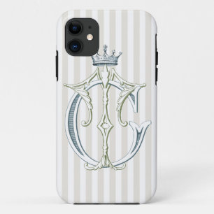 TC or CT Monogram with Crown iPhone 11 Case