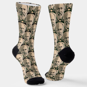 Tchaikovsky Portrait minimal optical style Socks