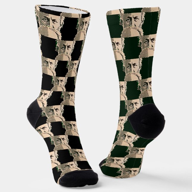 Tchaikovsky Portrait minimal optical style Socks (Angled)