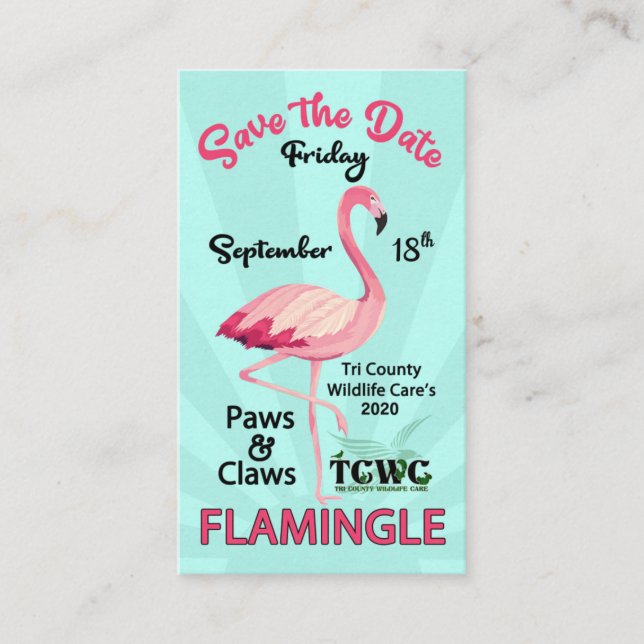 TCWC Flamingle Save the Date 2020 Business Card (Front)