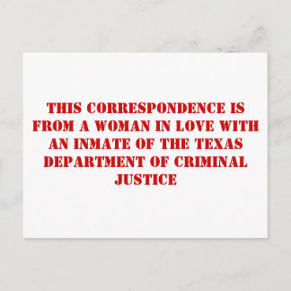 TDCJ correspondence #1 Postcard