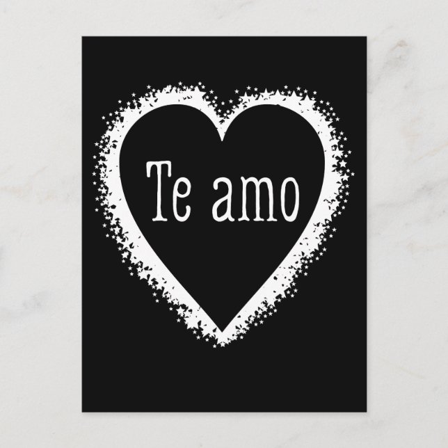 Te amo, I love you in Spanish black & white Postcard (Front)