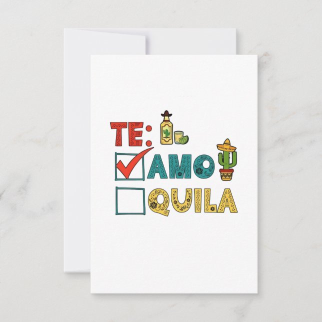 Te Amo Tequila Cinco De Mayo Funny  Thank You Card (Front)