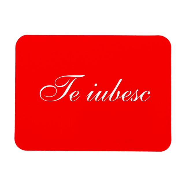 Te iubesc in red and white card magnet (Horizontal)