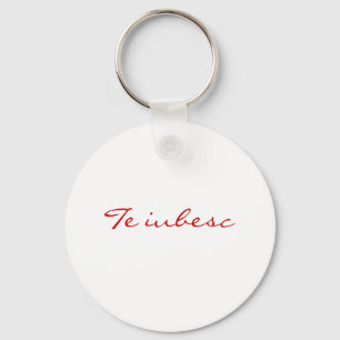 Te iubesc in white and red keychain