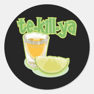 te-kill-ya classic round sticker