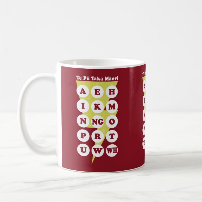 Te Pu Taka Maori Maori Alphabet Coffee Mug (Left)