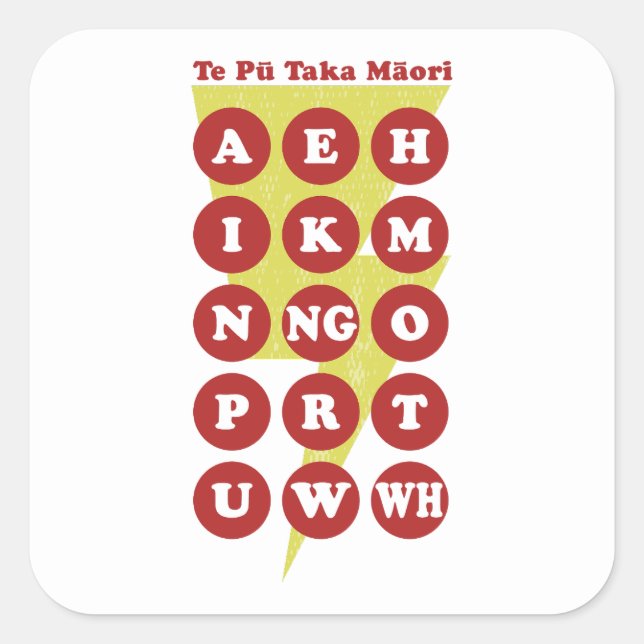 Te Pu Taka Maori Maori Alphabet Square Sticker (Front)