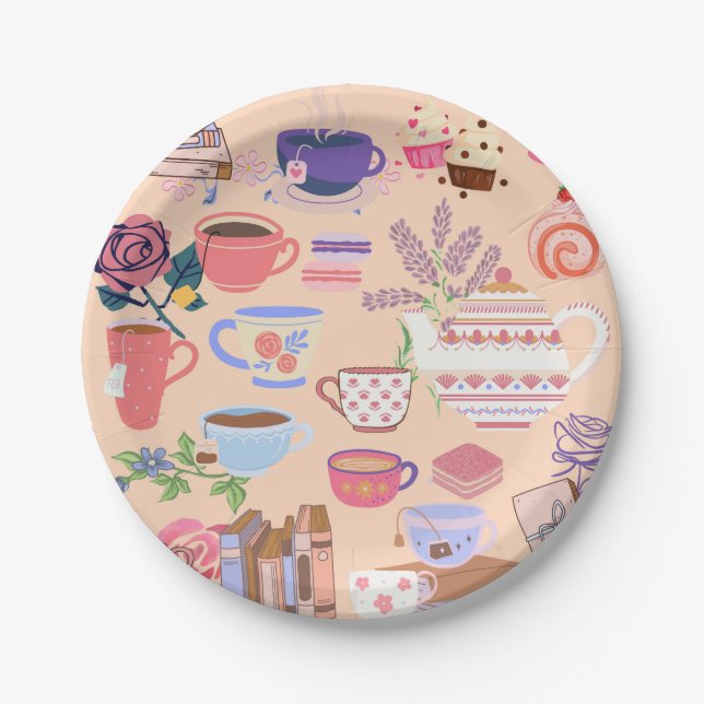Tea And Books Paper Plate (Front)