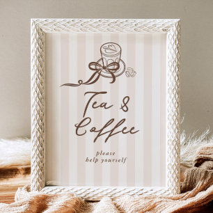 Tea and Coffee Bar Cafe Bebe Baby shower Poster