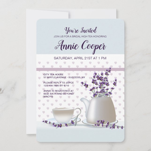 Tea and Lavender Invitation (Front)