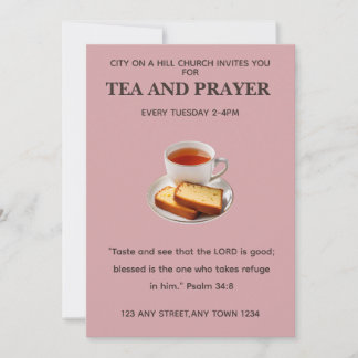 Tea and Prayer Church Fellowship Invitation Card