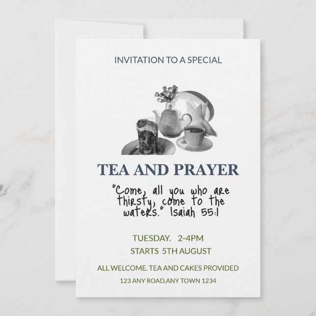 Tea and Prayer: Community Fellowship Invitation (Front)