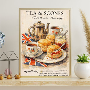 Tea and Scones Poster   English Tea Time Art