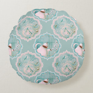 Tea and Tulips Round Cushion
