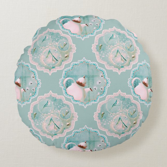 Tea and Tulips  Round Cushion (Front)
