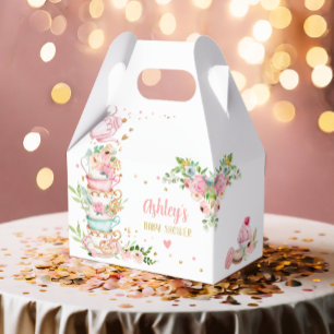 Tea Baby Shower Pink Flower Girl Baby is Brewing Favour Box