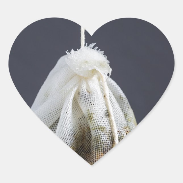 Tea bag is hung in a cup heart sticker (Front)