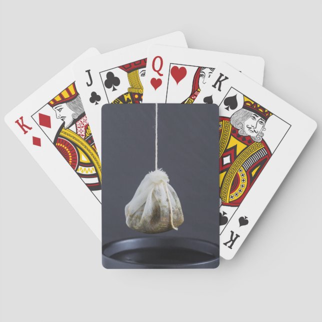 Tea bag is hung in a cup playing cards (Back)