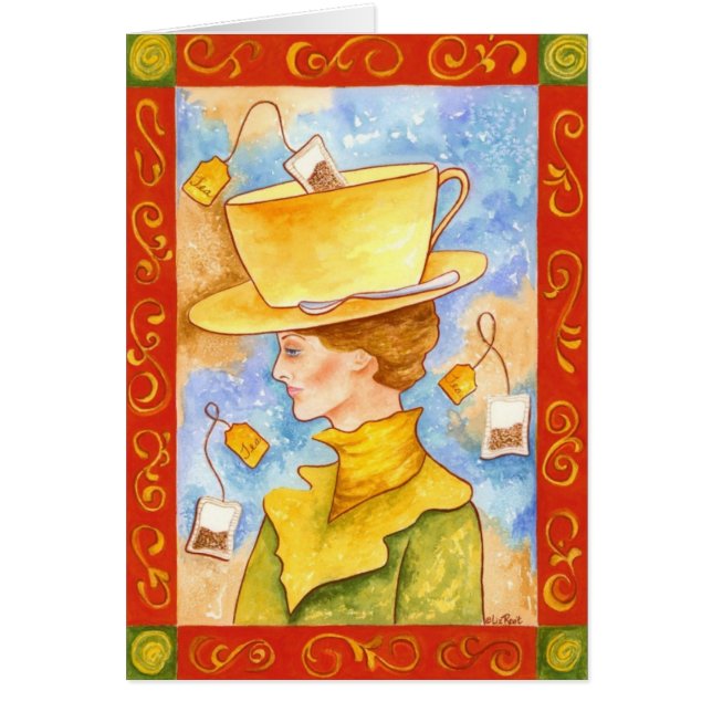 Tea Bag Lady Greeting Card (Front)