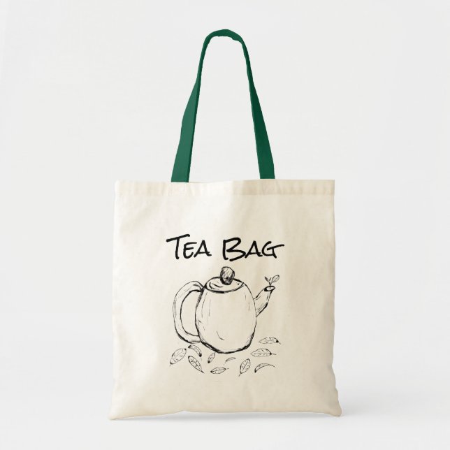 Tea Bag teapot with tea leaves (black print) (Front)