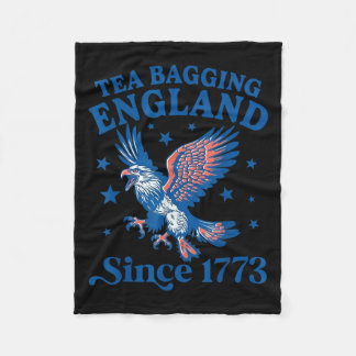 Tea Bagging England Since 1773 Patriotic Eagle 4th Fleece Blanket