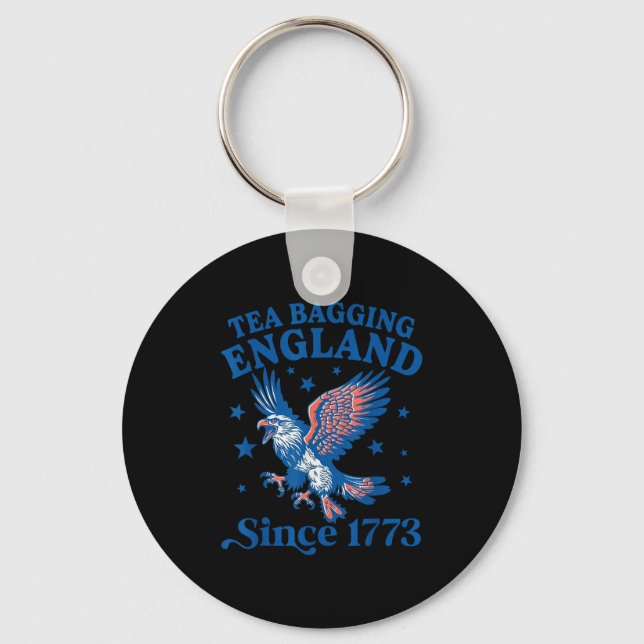 Tea Bagging England Since 1773 Patriotic Eagle 4th Key Ring (Front)