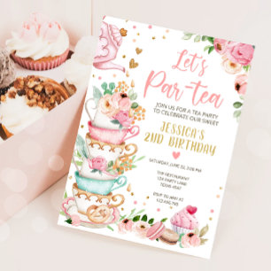 Tea Birthday Invitation Girl Party Par-tea Floral