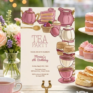 Tea birthday party invitation