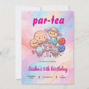 Tea Birthday Party Invitation, Cute Cartoon Invitation