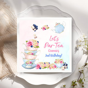 Tea Birthday Party Pink Flower Girl Par-tea Floral Napkin