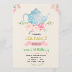Tea birthday theme invitation