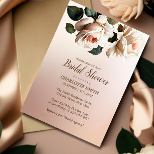 Tea Blush Beige Oil Rose Bridal Shower Invitation