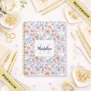 Tea & Bookish Cats Spiral Notebook Personalised