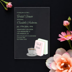 Tea & Books Bridal Shower Acrylic Invitations