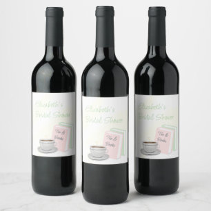 Tea & Books Bridal Shower Wine Label