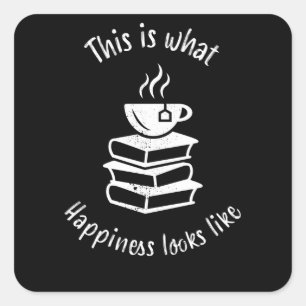 Tea Books - Happiness Tealover Gift Square Sticker