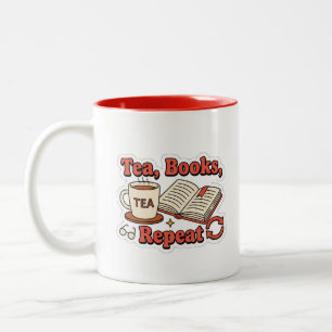 Tea, books, repeat - cosy book lover reading Two-Tone coffee mug