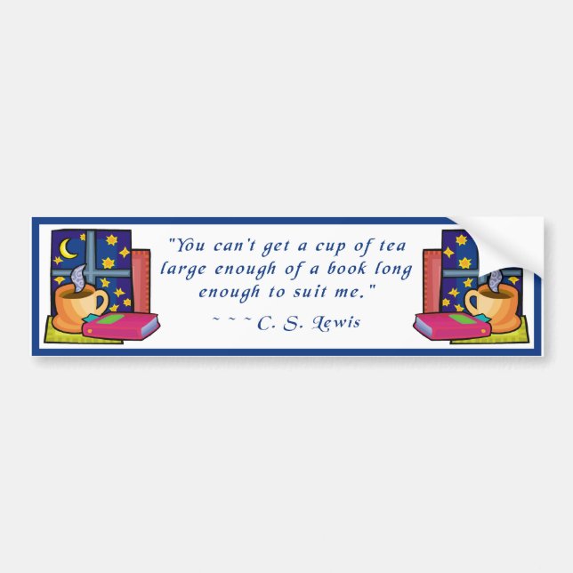 Tea & Books w quote Bumper Stickers (Front)