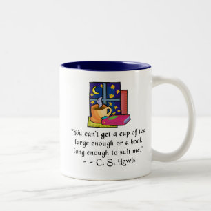 Tea & Books w Quote Two-toned Mug, 6 colours, 2 Two-Tone Coffee Mug
