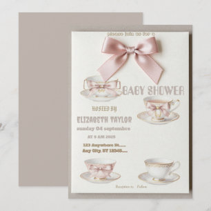 tea bow coquette baby shower Invitation