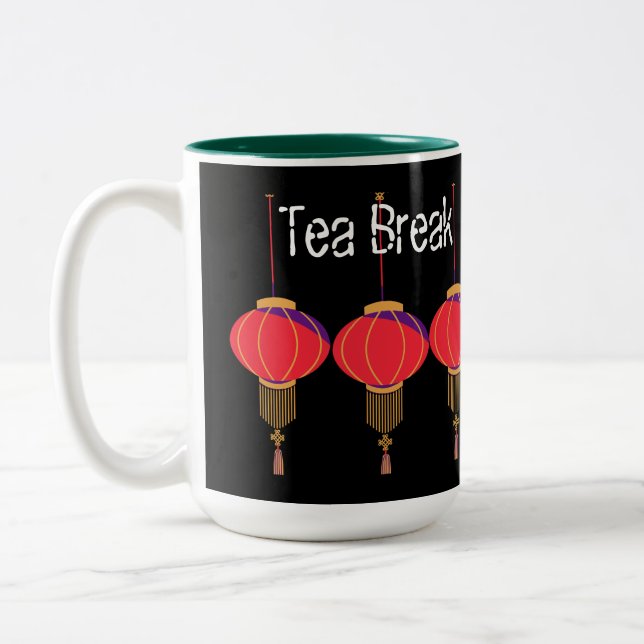 Tea Break Coffee Break Text Two Tone Mug Light Pic (Left)