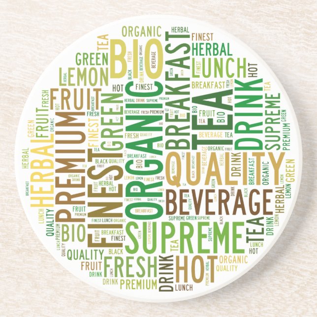 Tea breakfast text design coaster (Front)