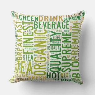 Tea breakfast text design cushion