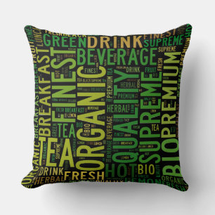 Tea breakfast text design -Customisable background Cushion